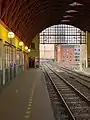 Nørrebro Station platform looking towards Nordbro Tårnet