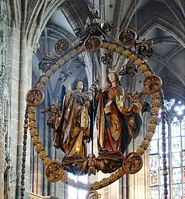 Angelic Salutation (Stoss) by Veit Stoss, commissioned in 1517 by Anton Tucher