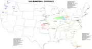 Image 9Map of NAIA Division II basketball teams. (from College basketball)