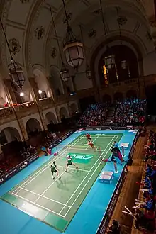 A badminton game at the University of Birmingham