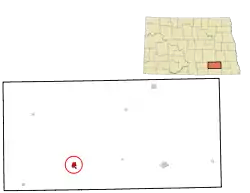 Location of Edgeley, North Dakota