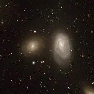 NGC 4273 (spiral galaxy to the right) and NGC 4277, which are part of the NGC 4261 Group.