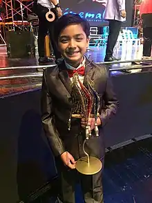 Noel Comia Jr., with his award for Best Actor at Cinemalaya 2017