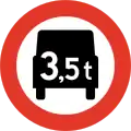 Total weight limitRestriction is for motor vehicles with more than two wheels and an allowed total weight limit above the given weight limit.