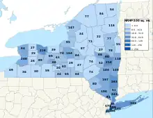 Map of the counties of New York State