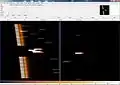 NIRSpec in IFU Mode. The image shows the spectra of a Spectral Line Calibration Lamp (Fabry–Perot type) imaged onto the 2 detector SCA's.