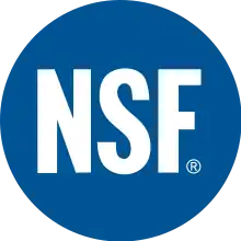 Blue circle with letters NSF