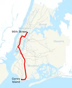 Map of the "Q" train