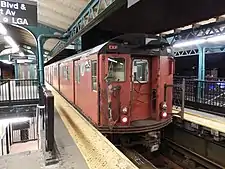 IRT Redbird trains for non-passenger service, taken at Junction Boulevard station in December 2014