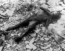 Partially incinerated child in Nagasaki