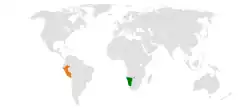 Map indicating locations of Namibia and Peru