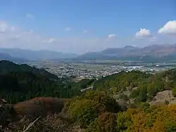 The towns of Takamori and Minamiaso in the heart of Nango-dani valley in Aso district, Kumamoto prefecture. This land is completely located in the giant caldera of the Aso volcano