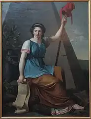 Seated woman with Liberty pole