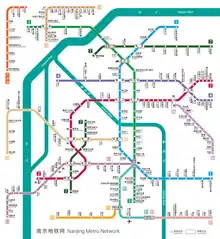 A map of Nanjing metro lines currently in operation