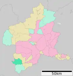 Location of Nanmoku in Gunma Prefecture