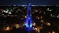 Moser Tower and Millennium Carillon at night.