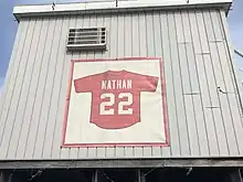 Joe Nathan's retired No. 22 on the bleachers of Joe Nathan Field