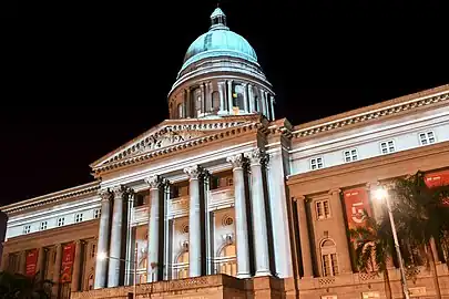 Illuminated Supreme Court Wing façade during Light to Night Festival 2021.