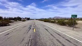 The National Trails Highway (and historic Route 66) as seen in Chambless, close to the road heading to Cadiz.