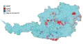 Map showing the largest party on the municipal level