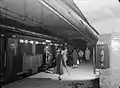 Passengers disembarking at Nationaltheatret, the first underground station in the Nordic Countries