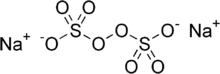 Two sodium cations and one peroxodisulphate anion