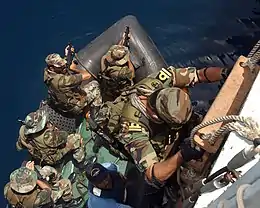 The Pakistan Navy SSGN performing the VBSS drill aboard PNS Tariq in 2005.