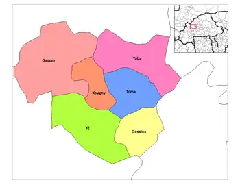 Toma Department location in the province