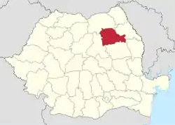 Administrative map of Romania with Neamț county highlighted