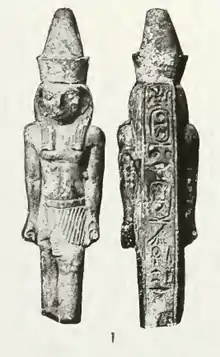 Horus statuette bearing the cartouches of Necho I. London, Petrie Museum.