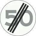 A2: End of speed limit (50 km/h)