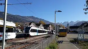 Electric multiple unit in railroad yard