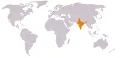 Map indicating locations of Netherlands and India