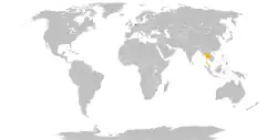 Map indicating locations of Netherlands and Thailand