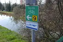 Signage for EuroVelo 9, Wiener Neustadt, Austria