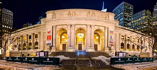 The New York Public Library Main Branch in Bryant Park, New York City, by architects Carrère and Hastings (1911)