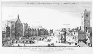 View of New Palace Yard in 1647, looking west