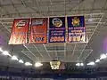 Florida men's basketball championship banners hanging inside the O'Connell Center during the 2012–13 season.