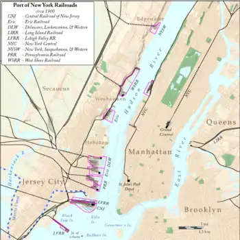 Map of CNJ and other terminals in New York region, circa 1900