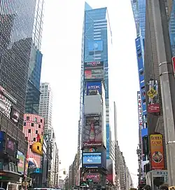 Various billboards on the facade of 1 Times Square