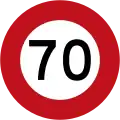 (R1-1) 70 km/h speed limit (Used until 2016)