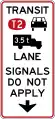 (R4-13.1) Signal bypass transit lane for vehicles carrying 2 or more persons and heavy vehicles exceeding 3500 kilograms