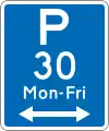 (R6-31) Parking Permitted: 30 Minutes (on both sides of this sign, non-standard hours)