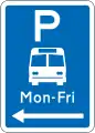 (R6-53.2.2) Bus Parking: Non-standard Hours (on the left of this sign)