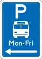 (R6-53.2.2) Bus Parking: Non-standard Hours (on the left of this sign)