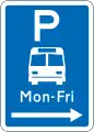 (R6-53.2.2) Bus Parking: Non-standard Hours (on the right of this sign)