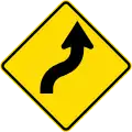 (W12-2.1/PW-20) Reverse curve less than 60 degrees, to right