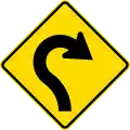 (W12-2.3/PW-22) Reverse curve with decreasing radius, to right