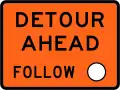 (TW-21) Detour ahead - follow circle symbol