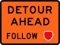 (TW-21) Detour ahead - follow state highway shield